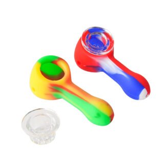 3.5 Inch Silicone Pipe w/ Glass Bowl Rainbow