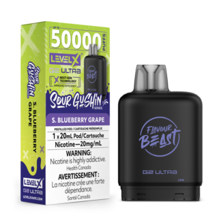 Level X Flavour Beast Sour Gushin’ G2 Ultra 50K Pod – S. Blueberry Grape