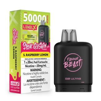 Level X Flavour Beast Sour Gushin’ G2 Ultra 50K Pod – S. Raspberry Lemon