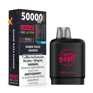 Level X Flavour Beast G2 Ultra 50K Pod – Ragin’ Razz Mango Iced